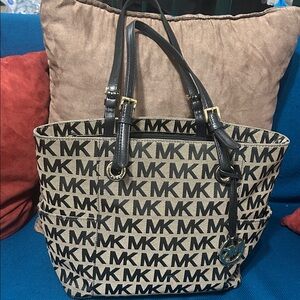 Michael Kors Signature Black and Tan Tote